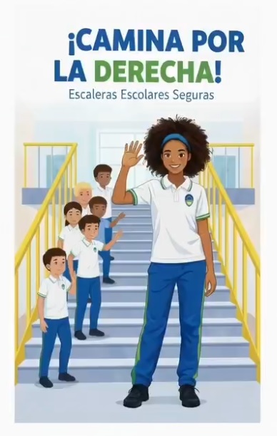 Joaquita apoyando a los estudiantes de grados menores a circular por la derecha